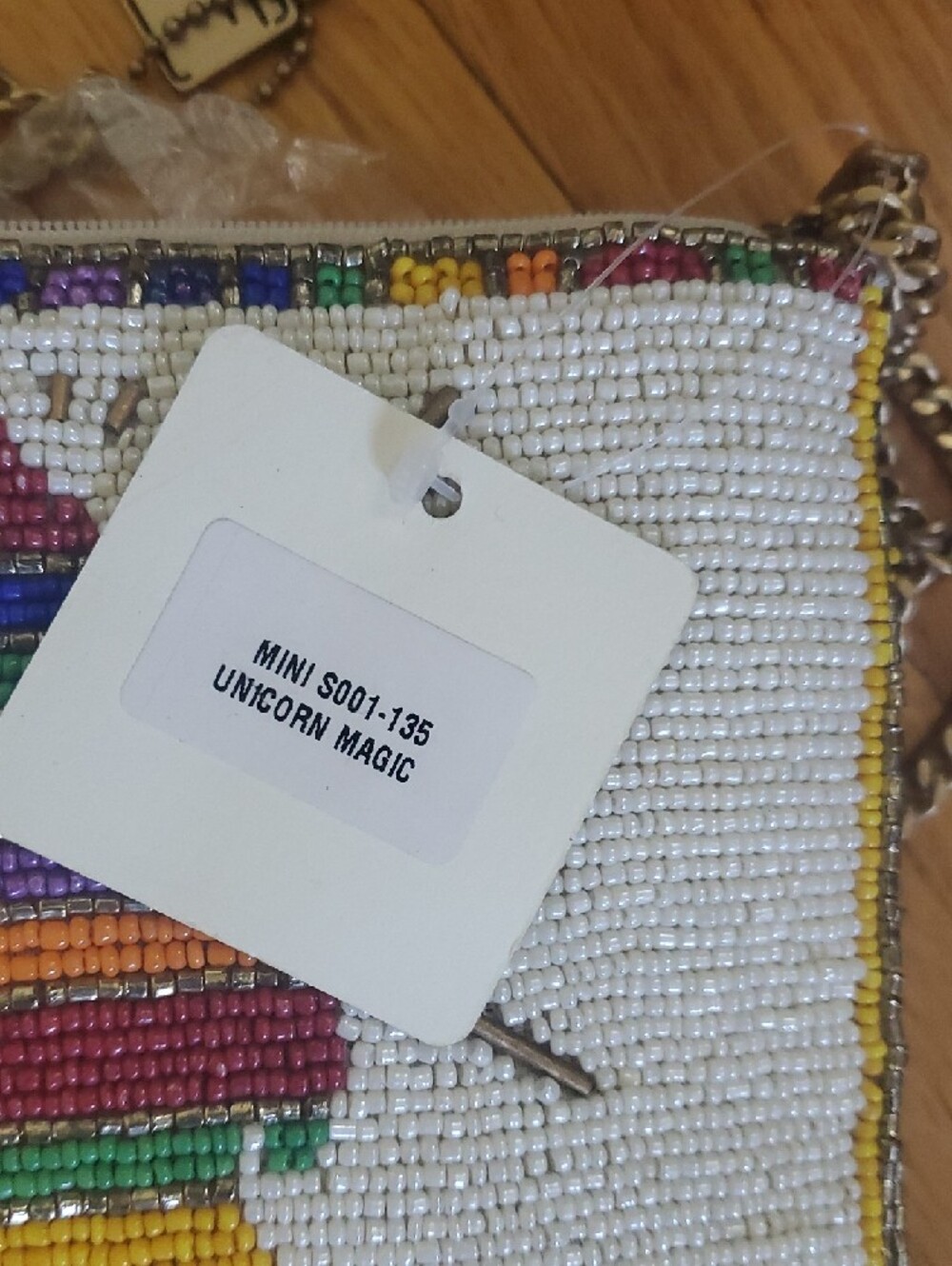 Mary Frances Beaded Rainbow Unicorn Zip Pouch Crossbody Purse - Picture 6 of 6